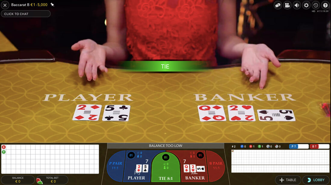 Baccarat Live Casino Tie 1